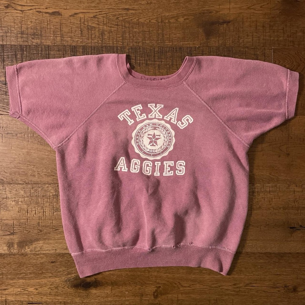 Champion Sweatshirt Womens M Pink Vintage 60s Running Man Texas A&M Aggies NCAA